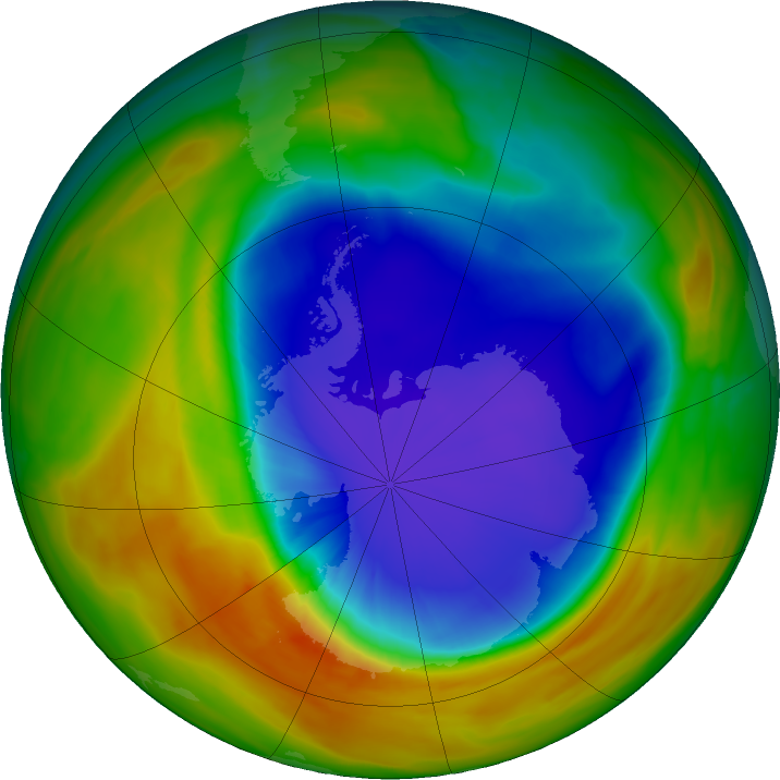 Antarctic ozone map for 03 October 2017